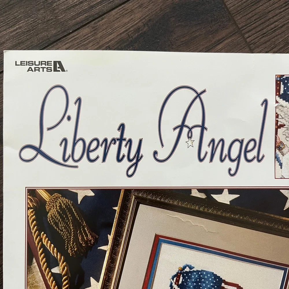 Leisure Arts Liberty Angel Cross Stitch Pattern Leaflet Patriotic American Flag